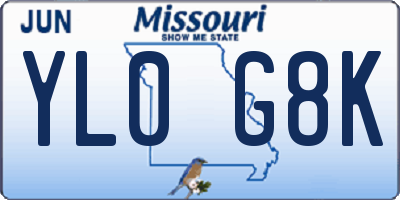 MO license plate YL0G8K