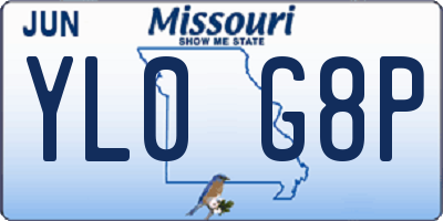 MO license plate YL0G8P