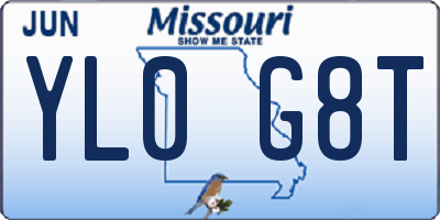 MO license plate YL0G8T
