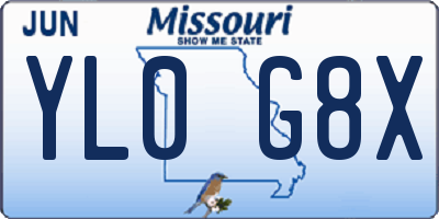 MO license plate YL0G8X