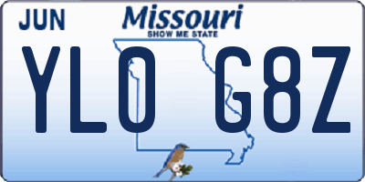 MO license plate YL0G8Z