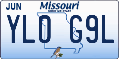 MO license plate YL0G9L