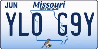 MO license plate YL0G9Y