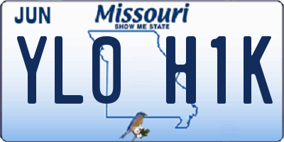 MO license plate YL0H1K