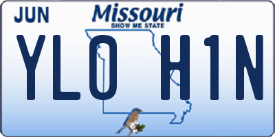 MO license plate YL0H1N