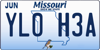 MO license plate YL0H3A