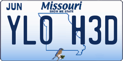 MO license plate YL0H3D