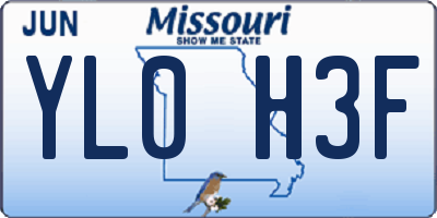 MO license plate YL0H3F