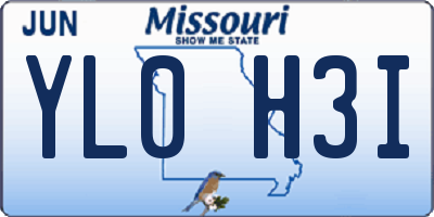 MO license plate YL0H3I