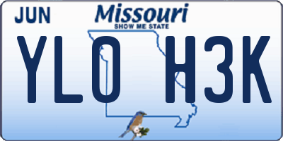 MO license plate YL0H3K