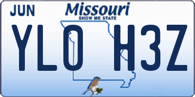 MO license plate YL0H3Z