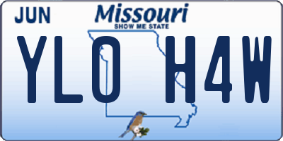 MO license plate YL0H4W