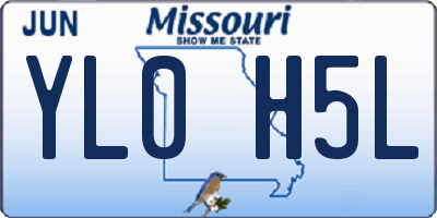 MO license plate YL0H5L