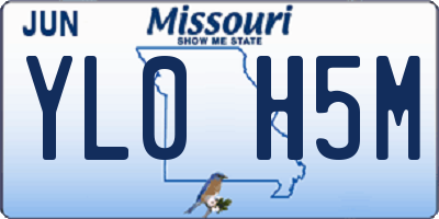 MO license plate YL0H5M