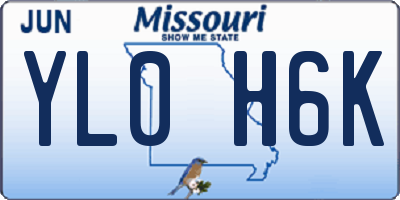 MO license plate YL0H6K