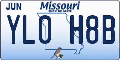MO license plate YL0H8B