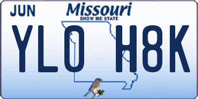 MO license plate YL0H8K