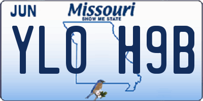 MO license plate YL0H9B