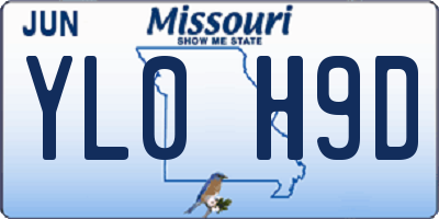 MO license plate YL0H9D