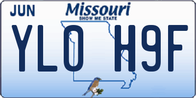 MO license plate YL0H9F