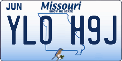 MO license plate YL0H9J