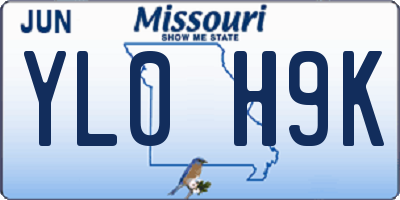 MO license plate YL0H9K
