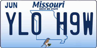 MO license plate YL0H9W
