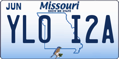 MO license plate YL0I2A