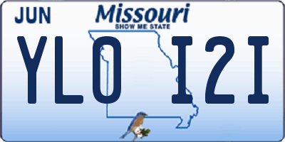 MO license plate YL0I2I
