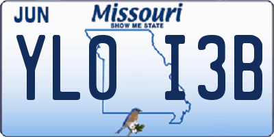 MO license plate YL0I3B