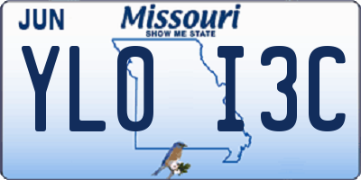 MO license plate YL0I3C
