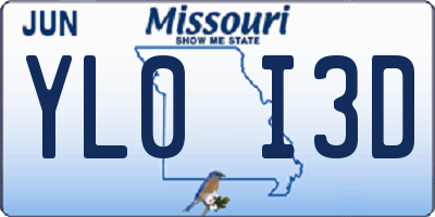 MO license plate YL0I3D