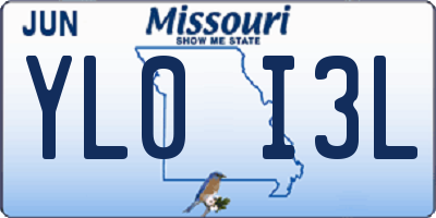 MO license plate YL0I3L