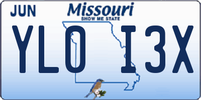 MO license plate YL0I3X