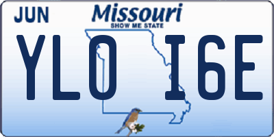 MO license plate YL0I6E