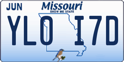 MO license plate YL0I7D
