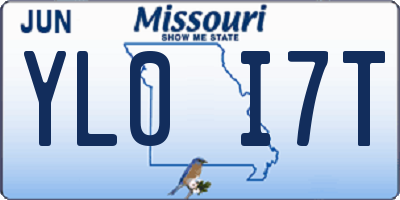 MO license plate YL0I7T