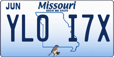 MO license plate YL0I7X