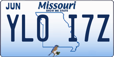MO license plate YL0I7Z