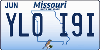 MO license plate YL0I9I
