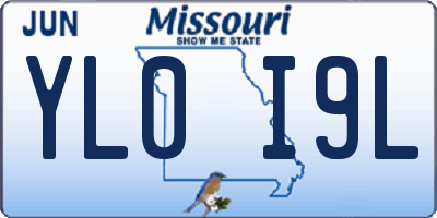 MO license plate YL0I9L