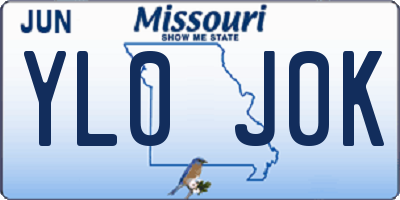MO license plate YL0J0K