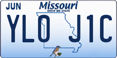 MO license plate YL0J1C