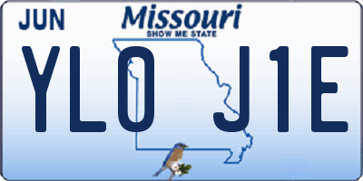 MO license plate YL0J1E