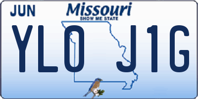 MO license plate YL0J1G