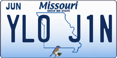 MO license plate YL0J1N