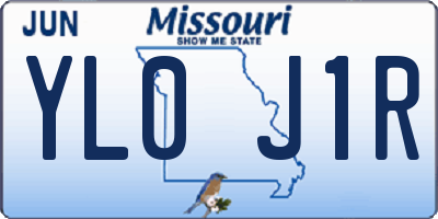 MO license plate YL0J1R
