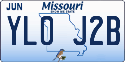 MO license plate YL0J2B