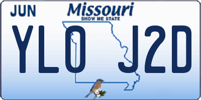 MO license plate YL0J2D