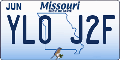 MO license plate YL0J2F